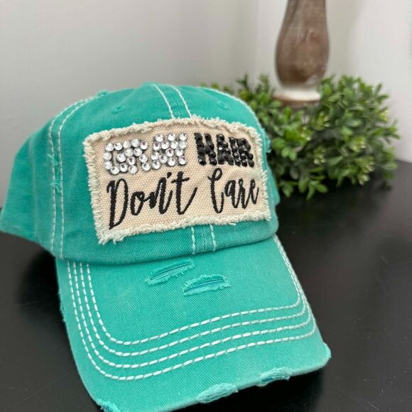 KBETHOS Vintage “Gray Hair Don’t Care” Rhinestone Cap | NWT | Distressed main image 5